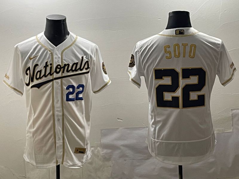Men Washington Nationals #22 Soto White Gold Elite 2025 Nike MLB Jersey style 3->washington nationals->MLB Jersey